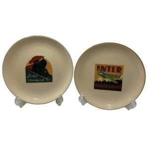 Pottery Barn Set of 2 Salad Dessert Plates 7 1/2" International Travel Traveler